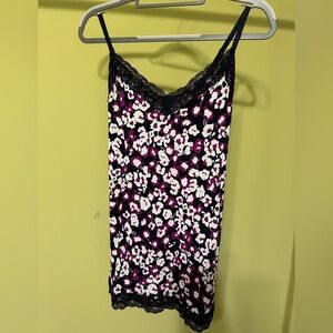 Lane Bryant Black and Maroon Patterned Chemise